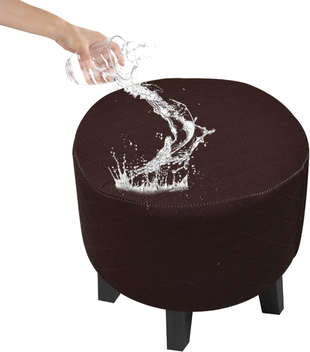 EcoAncheng Waterproof Ottoman Cover Round Ottoman