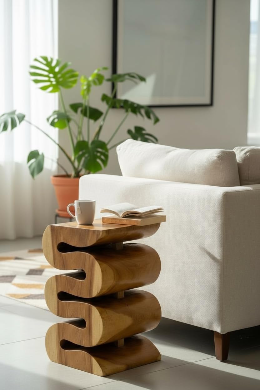 Tendance Bijzet krukje - donkerbruin - acacia hout - D30 x H43 cm | Fun en Feest