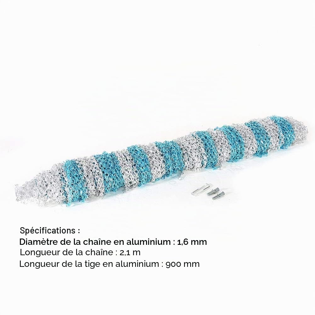 Ejoyous Rideau à Chaîne en Aluminium, Argent, Anti-Insectes, Décoratif, pour Porte et Fenêtre, 90 x 210 cm