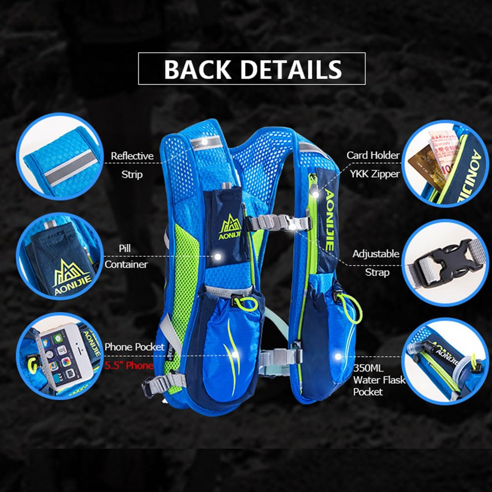 AONIJIE Gilet da corsa per donne e uomini, 5,5 l, leggero, per trail running, ciclismo, arrampicata