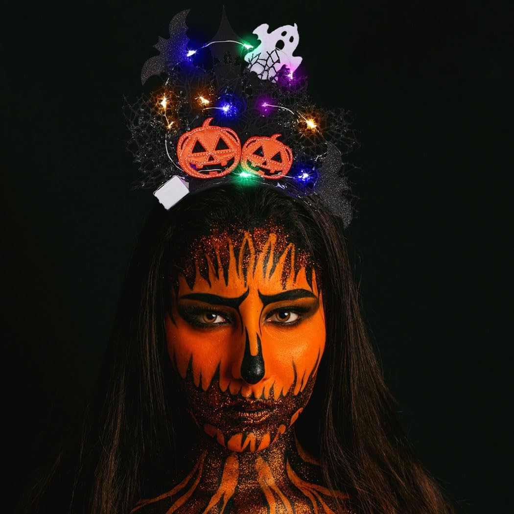 CAKURE Halloween Headbands Light Up Black Hair Bands Festival Halloween Costume Hair Accessories for Women and Girls - Image 5