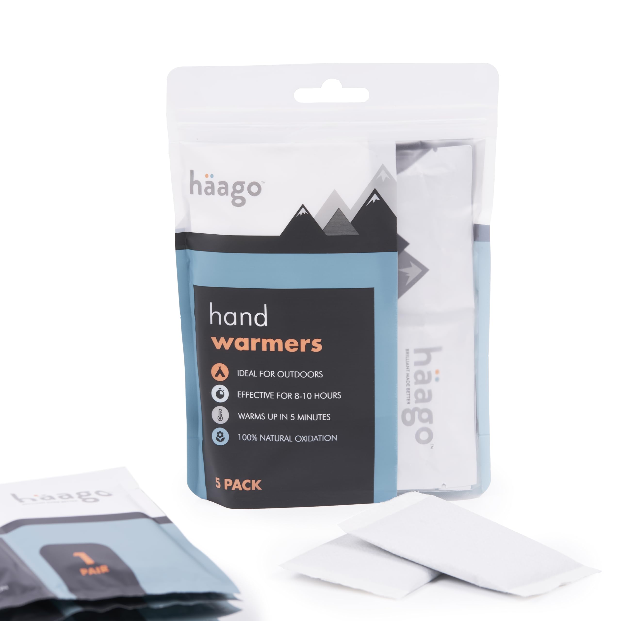 Haago Hand Warmers - Travel Pack, 5-Pack Oxidation Warmers for Skiing, Warmers Category