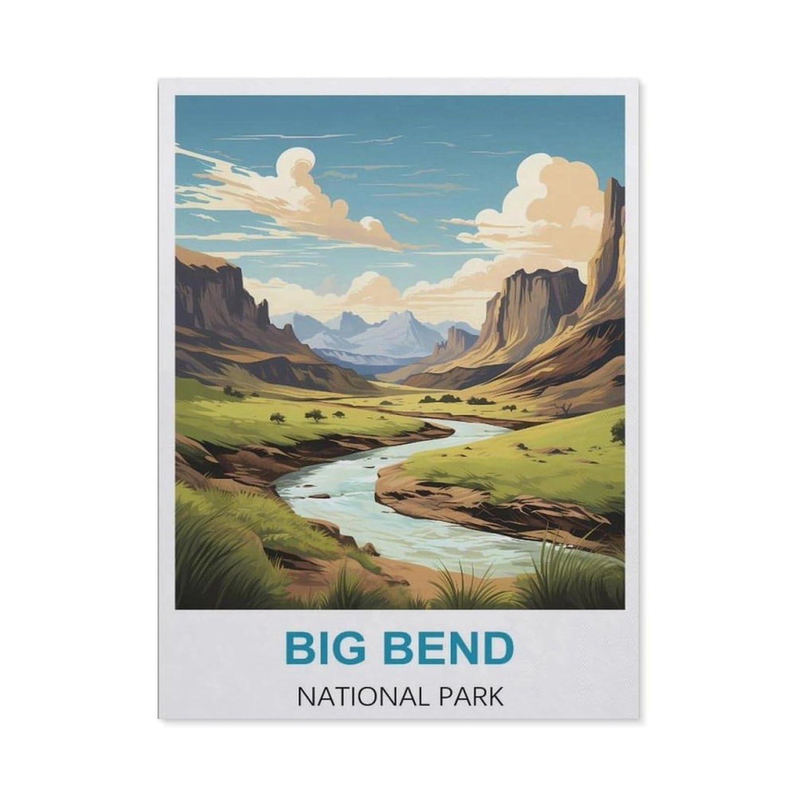 BEAYODKP Diamond Painting Kits for Adults and Kids，Big Bend National Park Vintage Travel Poster，Full Drill Round Rhinestone Paint with Diamonds（40 x 50 cm/15.74 x 19.68 inches）-CB52