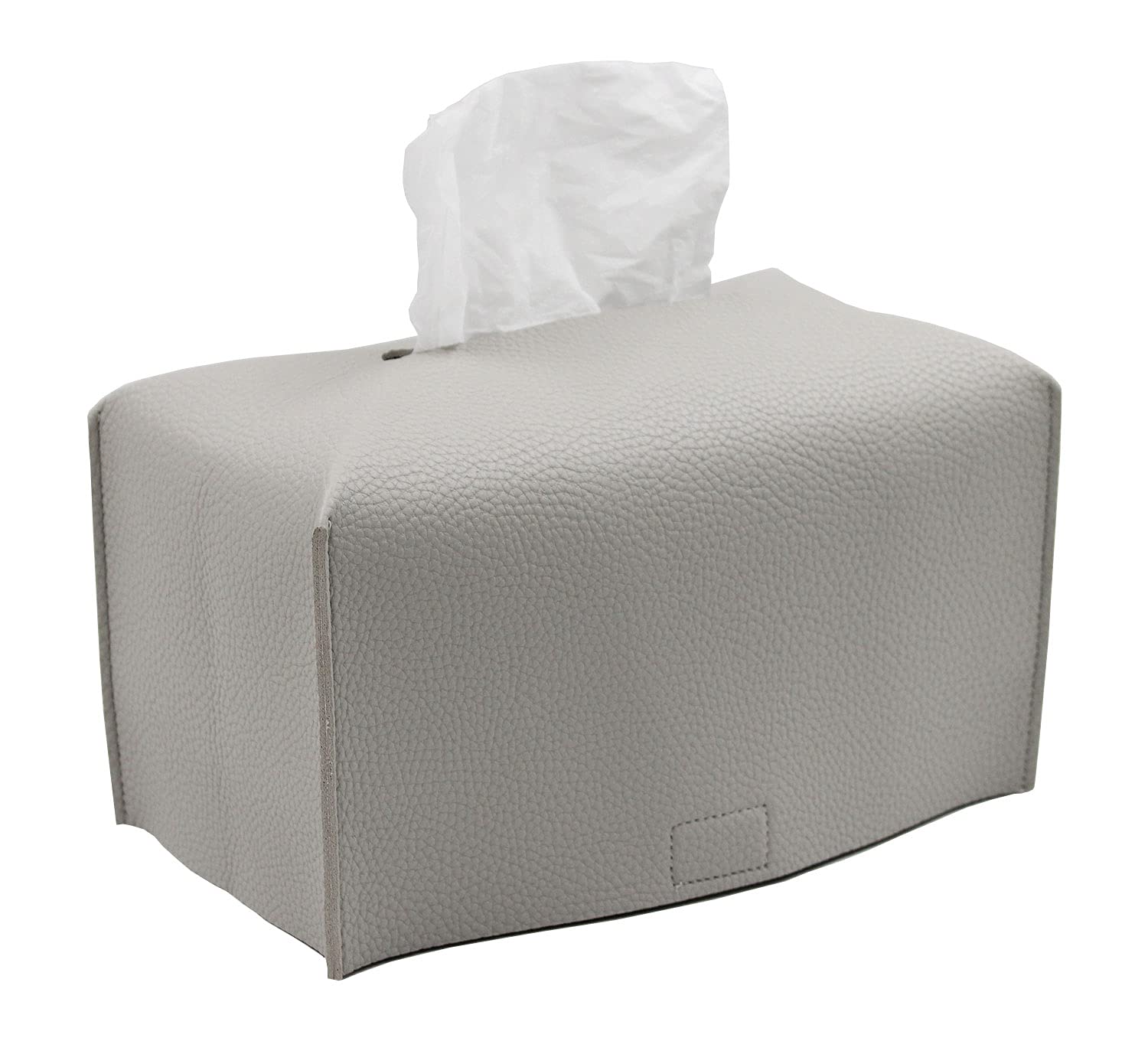 Livelab Tissue Box Cover, Modern Decorative PU Leather Rectangular Tissue Box Case Organizer Holder for Vanity Countertop, Night Stands, Livingroom, Office Desk & Car 9.5X5X5'' | Pastel Grey