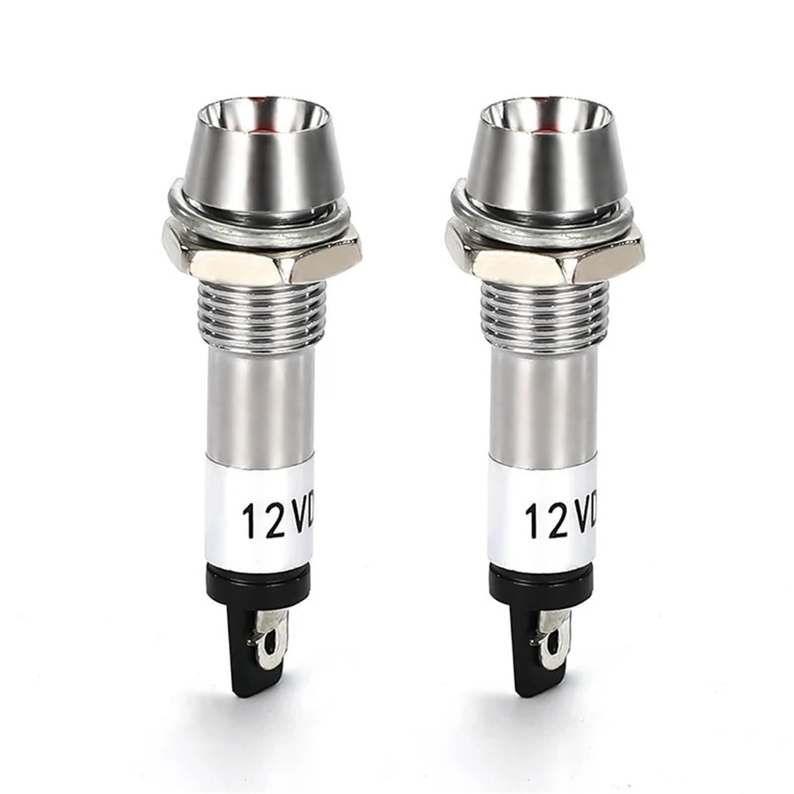 1/5/10 piezas 8MM pequeña fuente de alimentación metal LED luz de señal de trabajo XD8-1 luz circular de cobre rojo verde amarillo 12V 24V 220V(DVPCOPM-SL,10PCS_24 V)