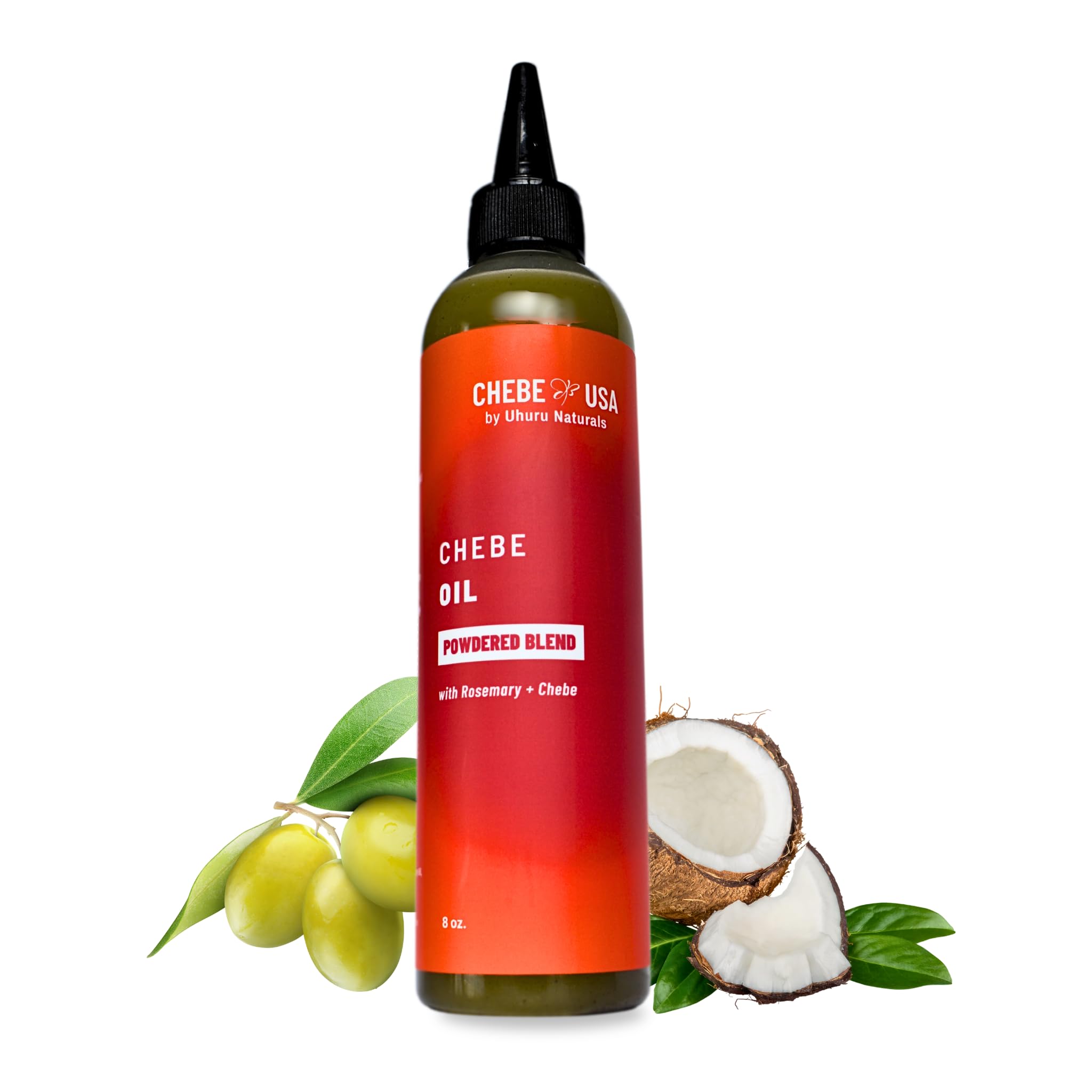 Uhuru NaturalsChebe Oil - African Chebe Serum Treatment w/Ostrich, Olive & Essential Oils - Natural Repair, Growth & Moisture For Dry Scalp & Hair (8oz)