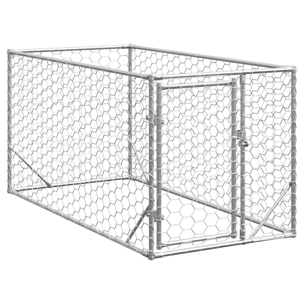 vidaXL Outdoor Dog Kennel with Door 2x1x1 m Galvanised Steel โ image 1