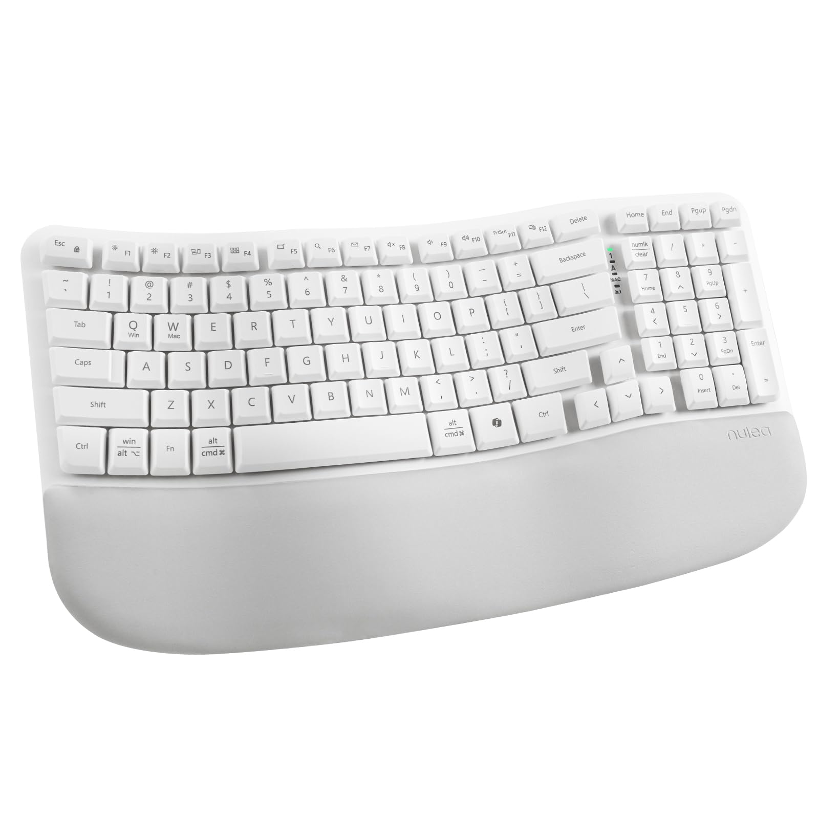 Nulea RT08 Wave Keys Wireless Ergonomic Keyboard with Cushioned Palm Rest, 2.4GHz Ergo Cordless USB Computer Keyboard, Comfortable Natural Typing, for Laptop, Mac, Windows (White)-image-21