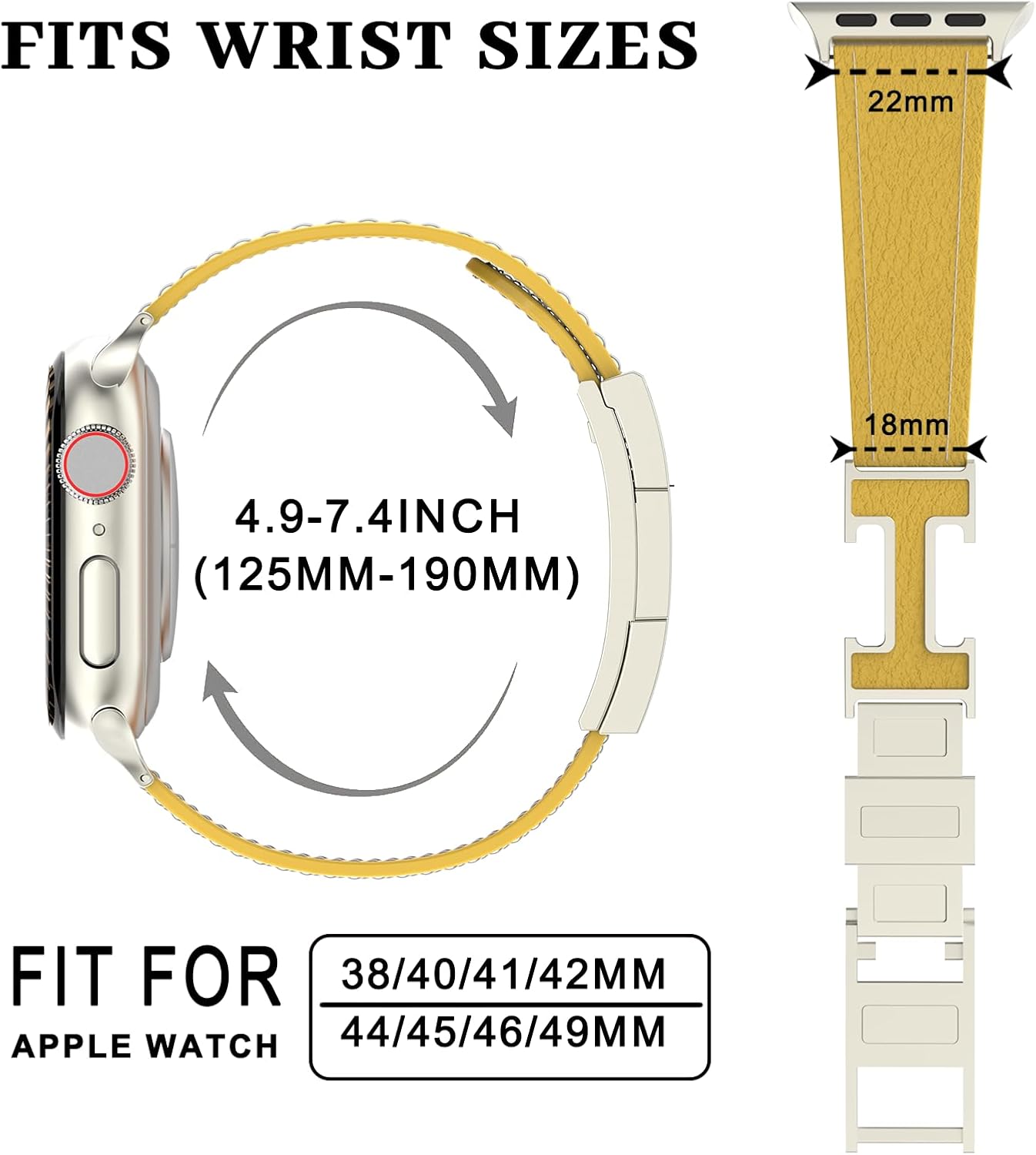 Designer Leather Magnetic Band Compatible with Apple Watch Ultra Band 49mm 46mm 45mm 44mm 42mm 41mm 40mm 38mm, Replacement Strap for Women Men iWatch Ultra 2/Ultra/SE/Series 10/9/8/7/6/5/4/3/2/1 - Image 4