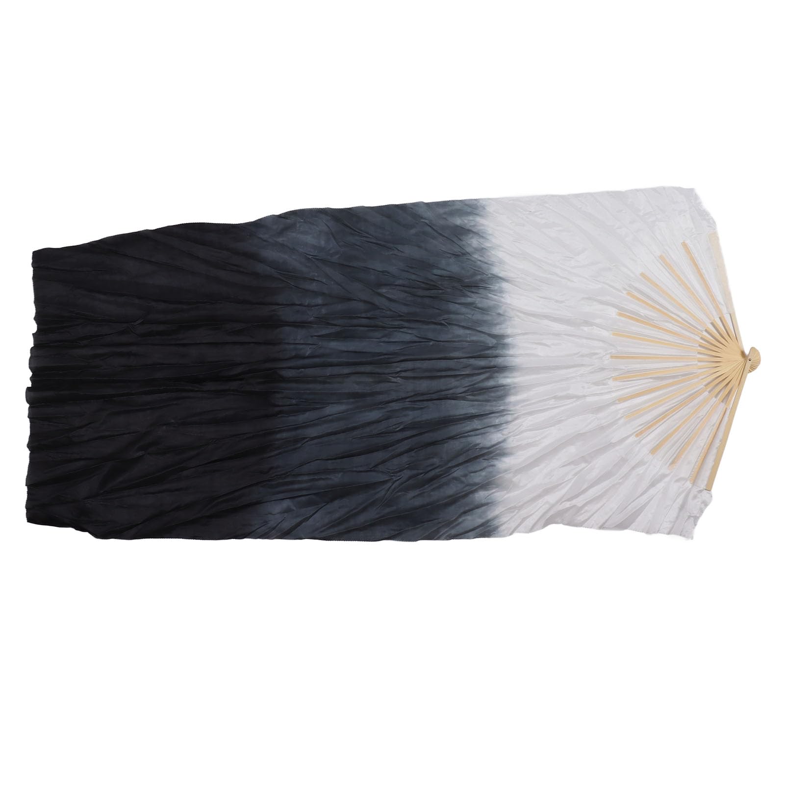 Abanicos para Danza del Vientre de 1,5M, Seda Sintética, Gris y Negro