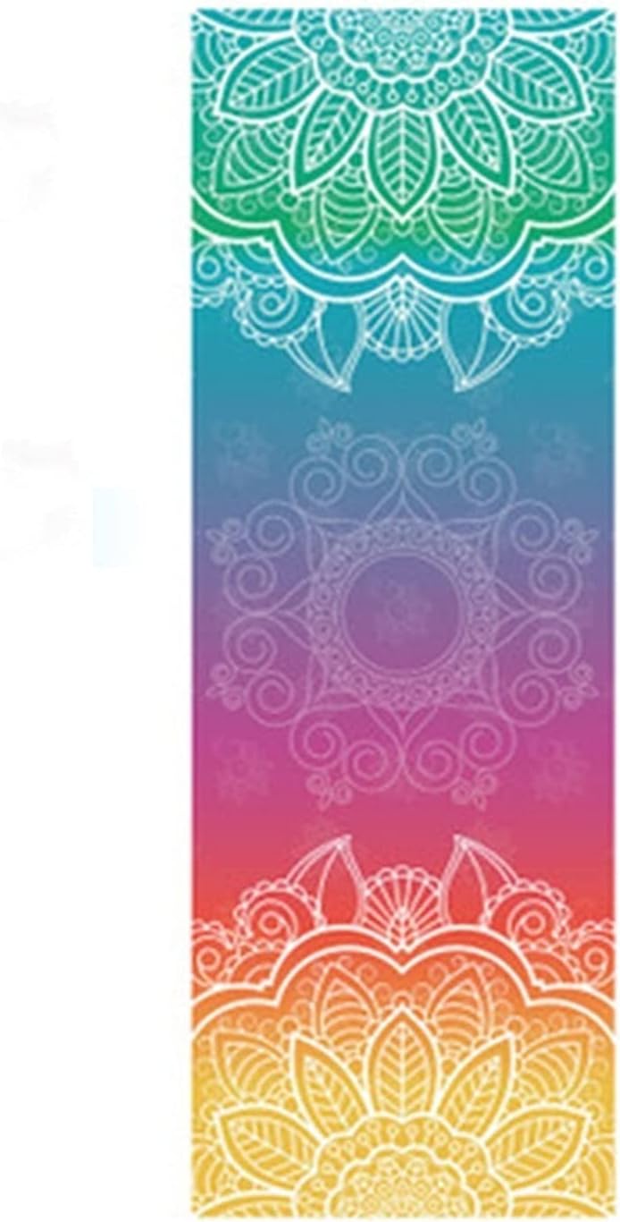 yaoqijie 183 * 65cm Classic Mandola Yoga Towel Diamond Texture Non-Slip Portable Travel Yoga Mat Towel Pilates Cover Fitness Yoga Blanket Lasting (Color : Black)