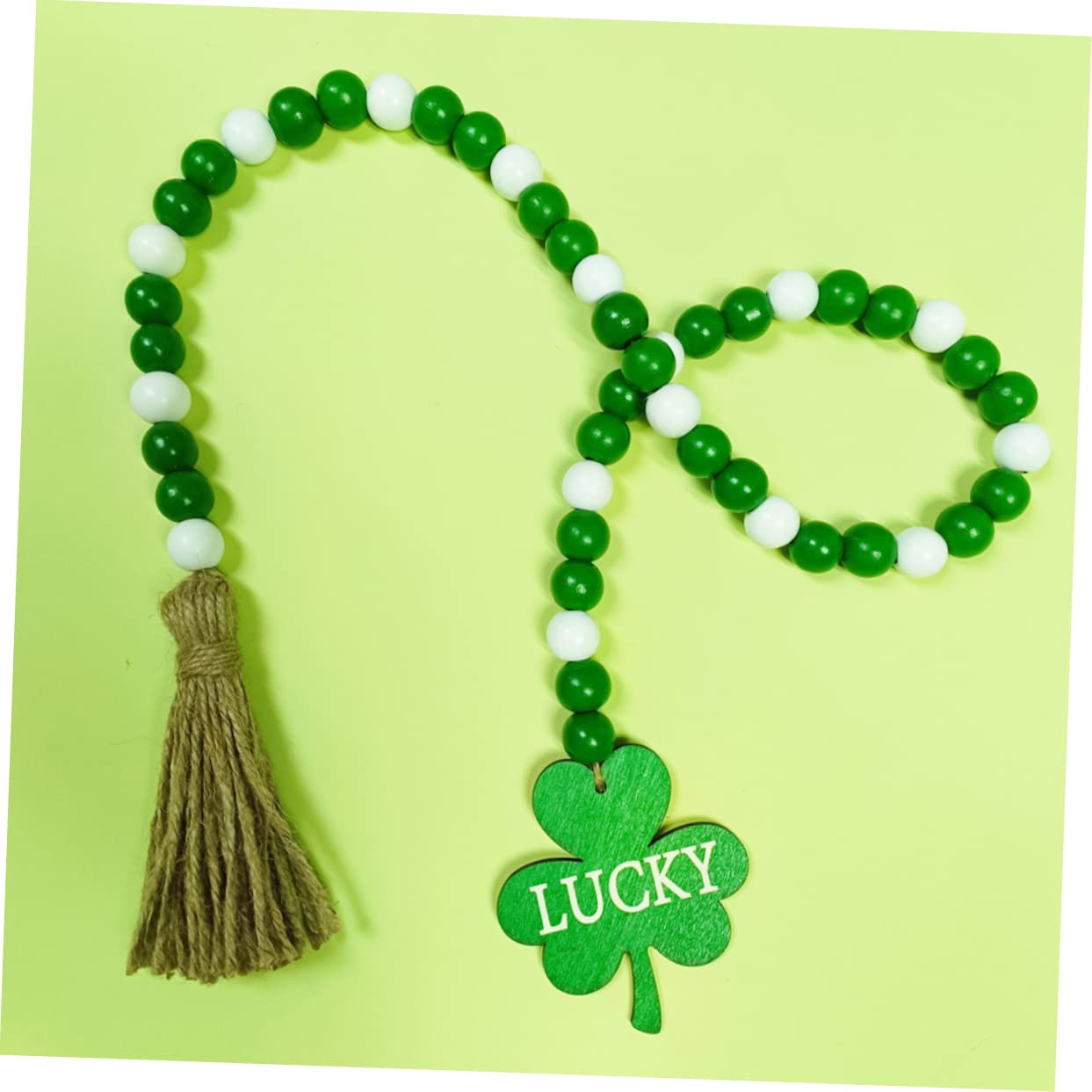 MAGICLULU 5st Klee Quaste Perlen Perlengirlande Girlandendekor Quastengirlande Tag Dekorationen Zum St. Patrick's Day St. Patrick's Day Charms Quastenperlen Hängende Türperlen Holz