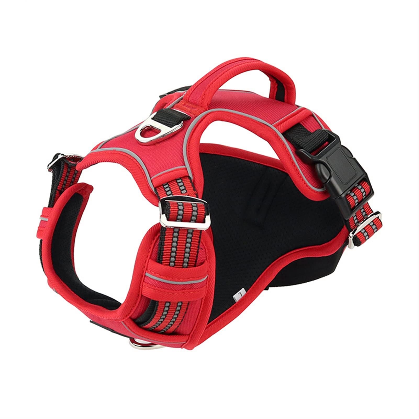 Imbracatura for Cani Senza Trazione Maniglia di Controllo Facile Imbracatura Riflettente for Animali Domestici 2 Fermagli for Guinzaglio Gilet for Cani Imbottito Morbido Regolabile (Color : Red, Siz