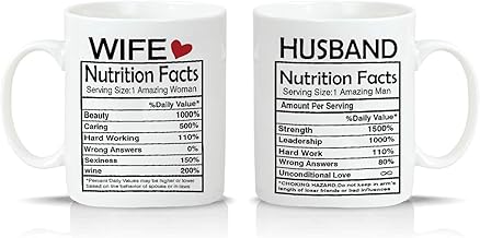 Husband and Wife Nutrition Facts Mugs Couple Coffee Mugs Husband and Wife Gifts His and Her Coffee Mugs Set Gifts Novelty Couple Valentine's Day Anniversary Engagement Wedding Gifts for Couple 11 Ounce