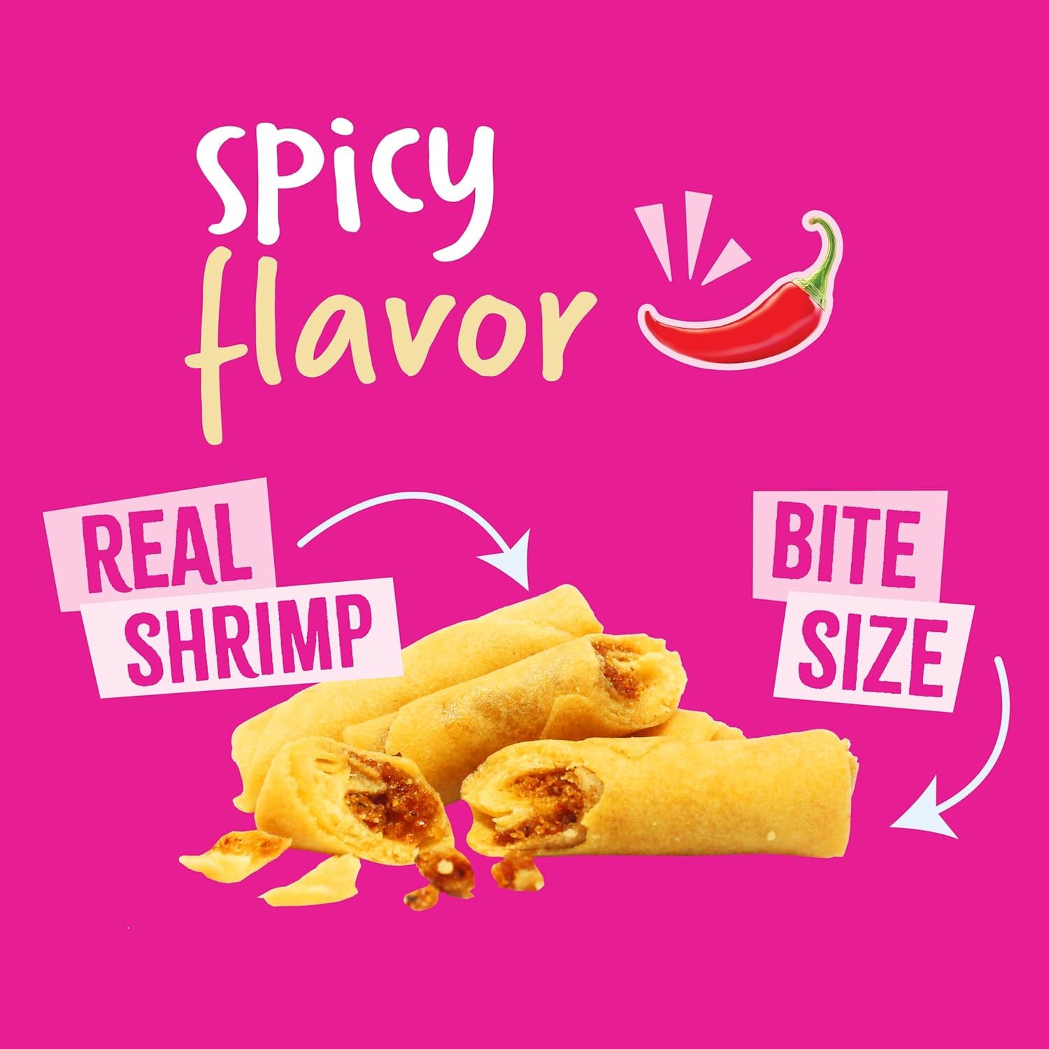 Jans Crispy Asian Snacks Bites, 5.29 oz Resealable Snack Bag (6-Pack, Spicy Shrimp Spring Roll)
