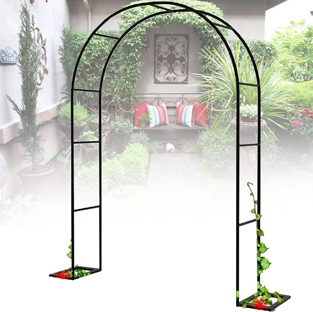 Arco da giardino in acciaio per piante rampicanti, resistente alle intemperie, in metallo, autoportante, decorazione per esterni, larghezza 3,5 m, arco bianco per vialetti e matrimoni