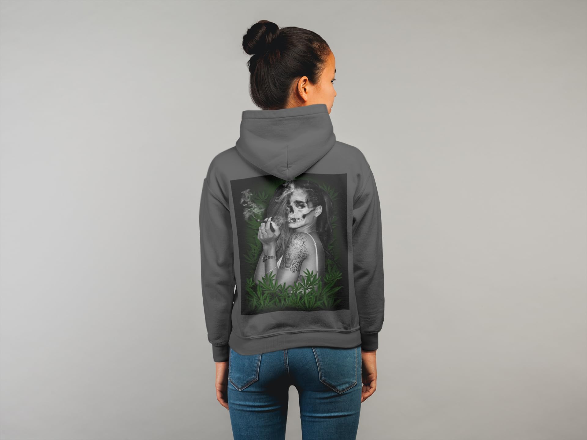 knut Fashion & Streetwear Przytulna bluza z kapturem damska motyw tatuażu czaszka design trupia czaszka damska bluza z kapturem strój tatuowany sweter clothes rozmiary XS-XXXL