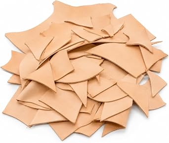 Vegetable-Tanned Cowhide Leather Scraps, Natural, 2 lb, 2.0 mm