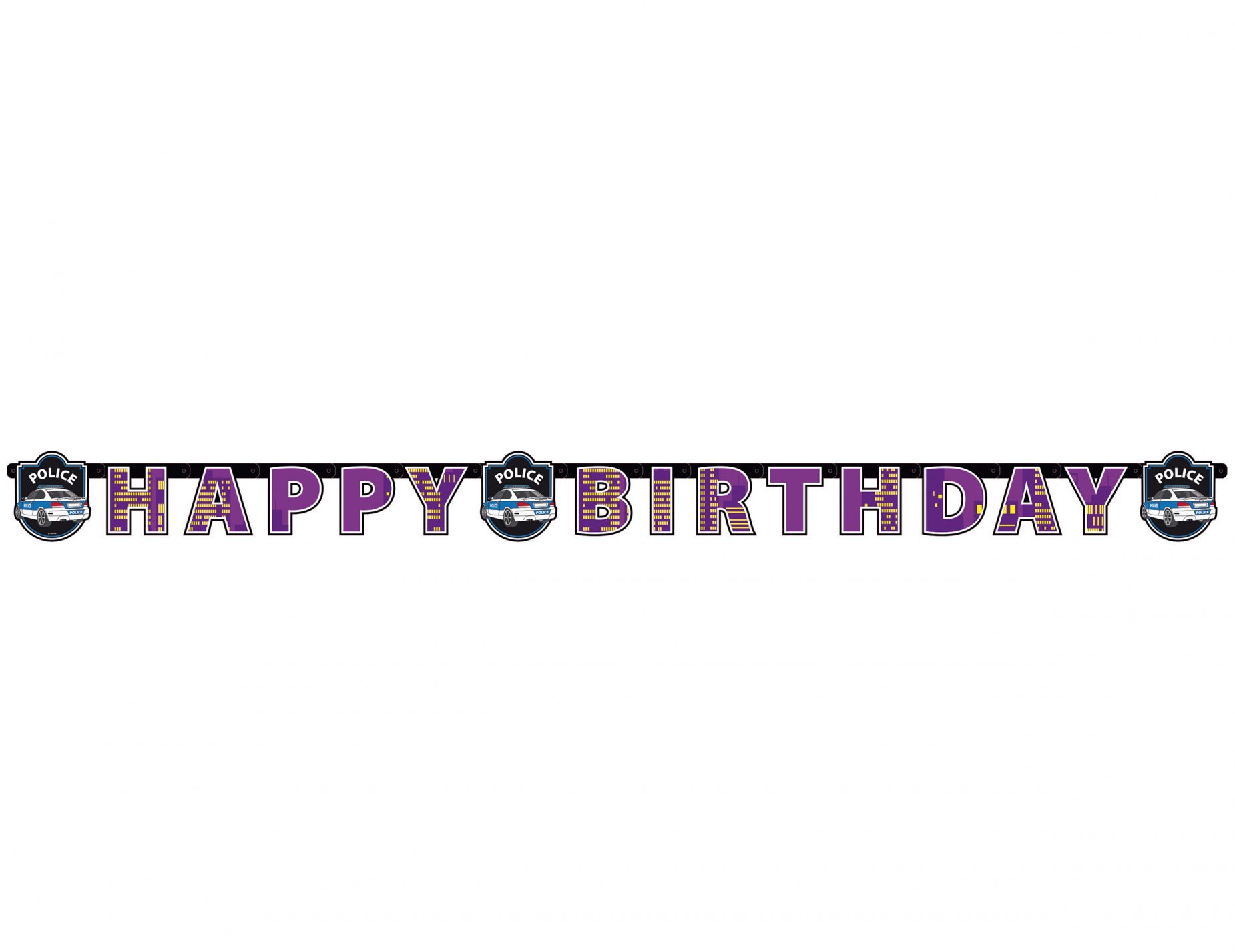 Globo De Happy Birthday De Policia De 45 Cm - Conver Party Por 3,20