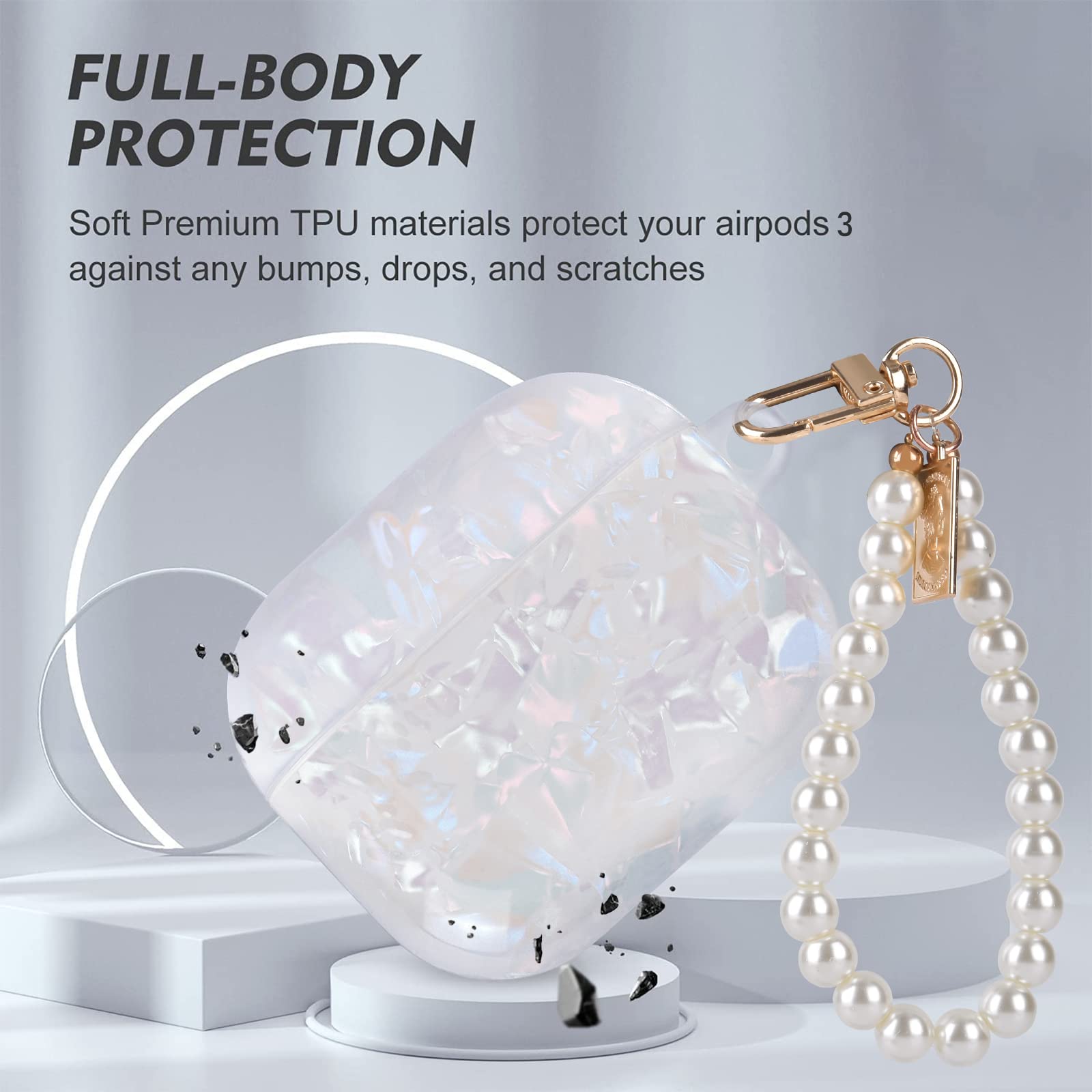 DiyGody Housse Compatible Con AirPods 4 avec Pendentif, Coque avec Joli Motif de Fleur Lys Rose pour Femmes, Étui Protection en TPU Transparente Anti-poussière Anti-Choc | Étuis et housses