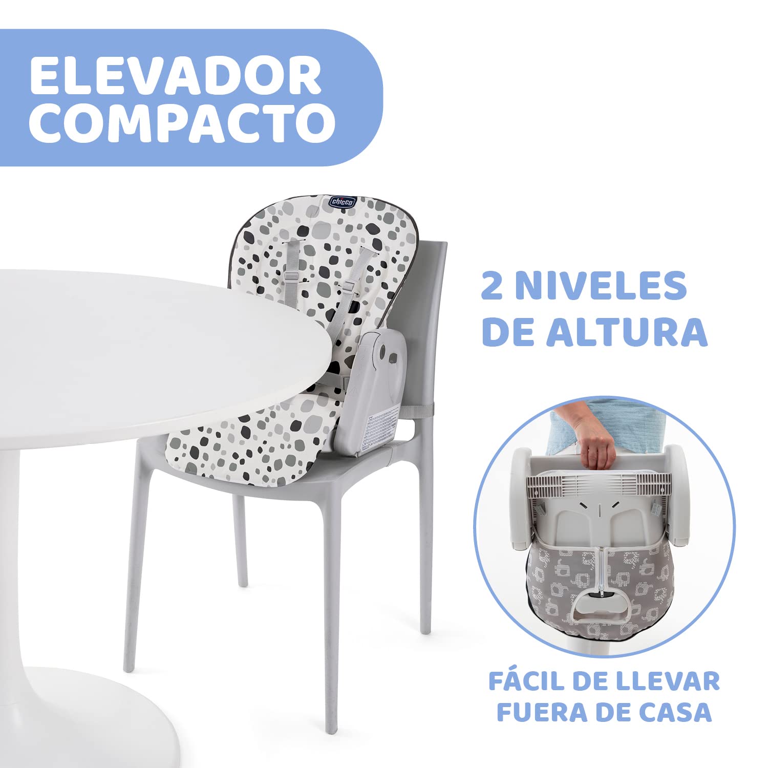 Chicco Polly Progres5 - Trona evolutiva, de hamaca a elevador, 4 ruedas, de 0 a 3 años, gris
