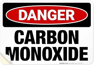 Danger Carbon Monoxide Sign, OSHA Danger Sign, 10x7 Inches, 4 Mil Vinyl Decal Stickers Weather Resistant Long Lasting UV Protected, Made in USA