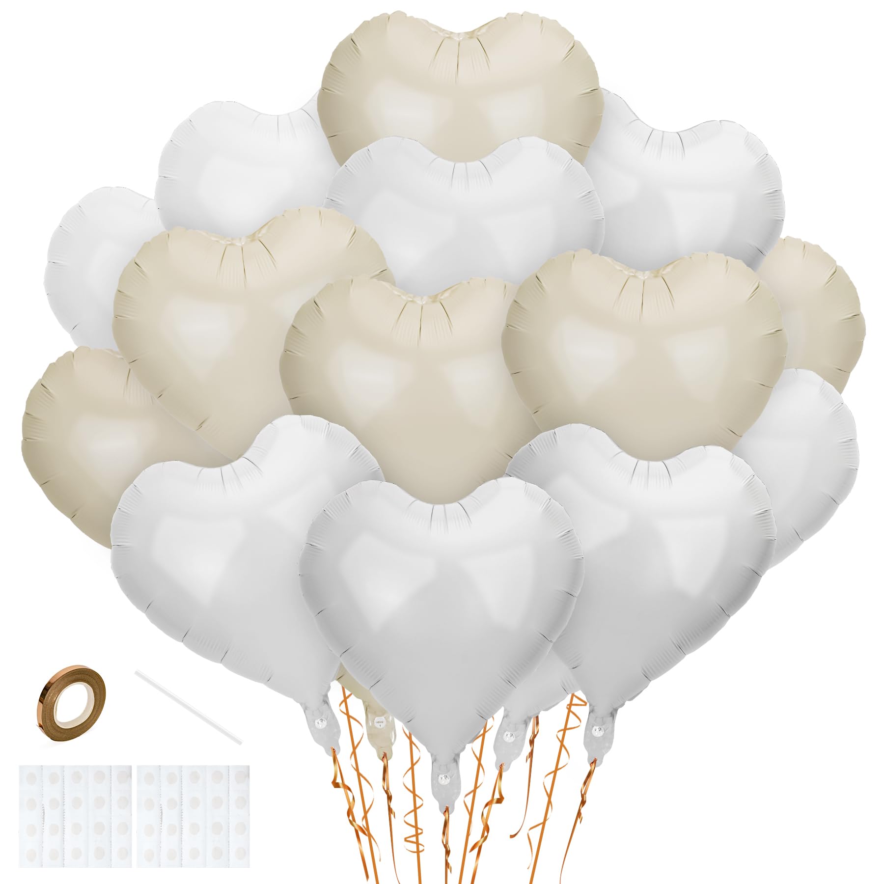 Palloncini Foil A Cuore - 24 Pezzi Bianco E Crema Per San Valentino, Matrimoni E Feste - Foto 7