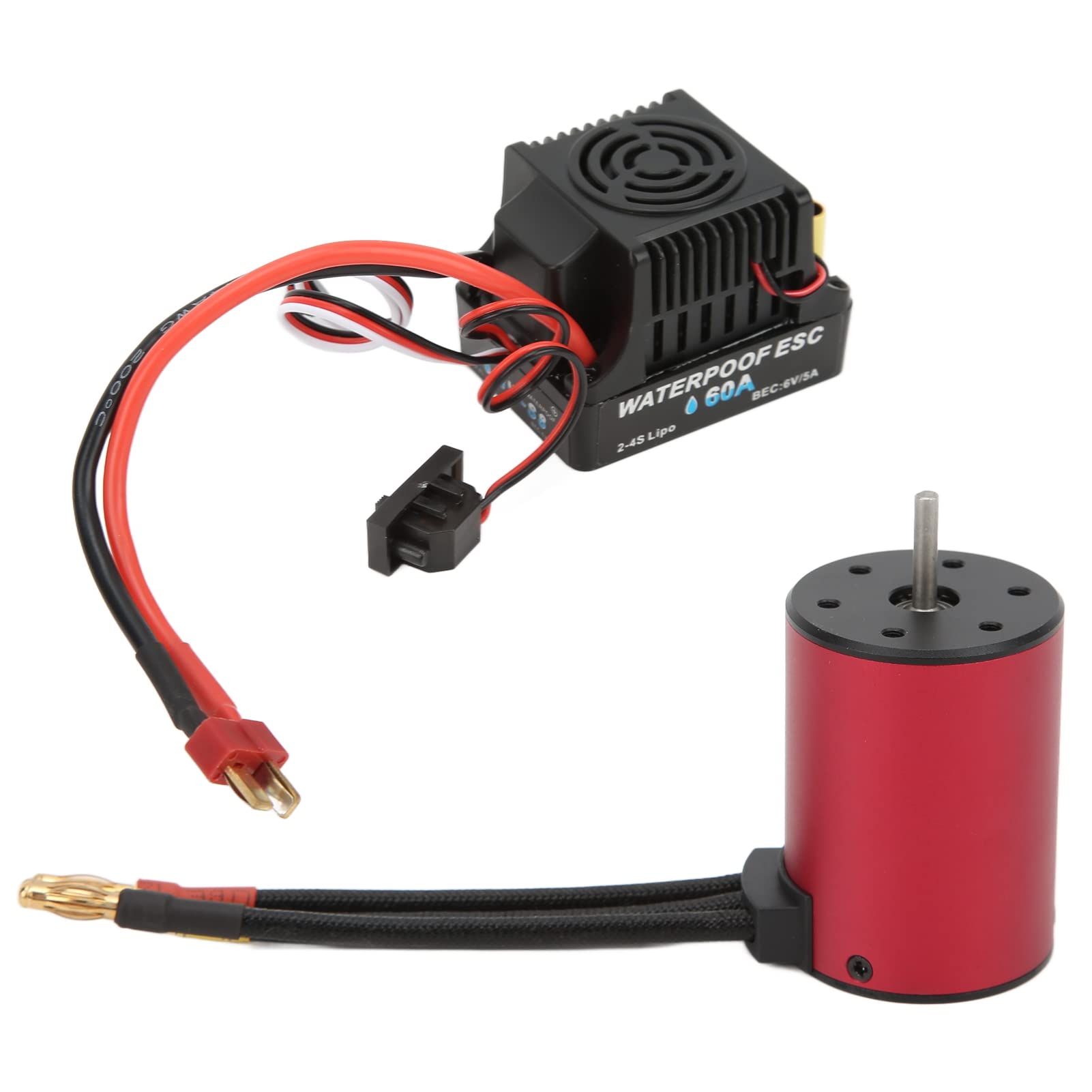 Silnik Bezszczotkowy z 60A ESC do Samochodów RC w Skali 1/10 | Wysoki moment obrotowy, wodoodporne, aluminiowe i miedziane materiały, odpowiednie do wyścigów