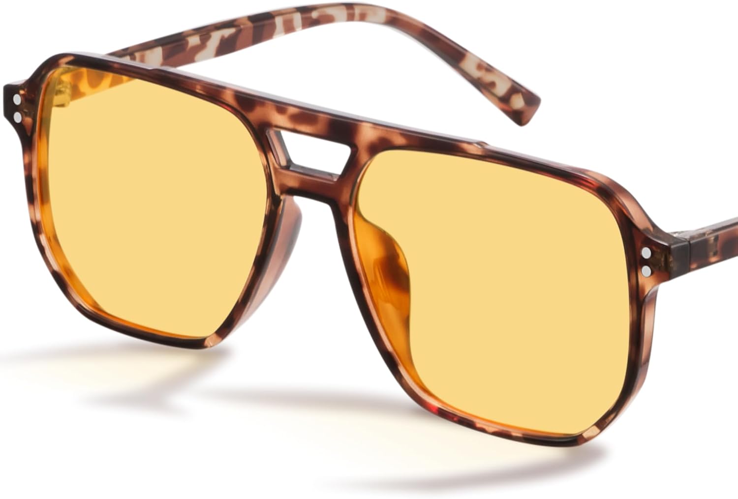 livho Vintage Aviator Blue Light Blocking Glasses, Fashion Oversized Frames with UV Protection Coating, Unisex Design Aviators Square Leopard/Tortoise Night Vision Lenses