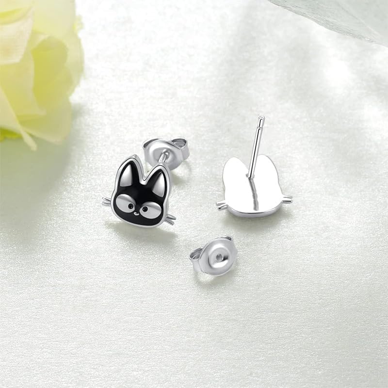 Halloween Black Cat Stud Earrings for Women Fashion 925 Sterling Silver Black Kitten Earrings Creative Cute Animal Earring Charms Birthday Jewelry Gifts - Image 5