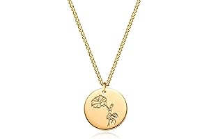Custom Birth Flower Necklace 18k Gold 18K Dainty Disc Necklace, Made by Mary