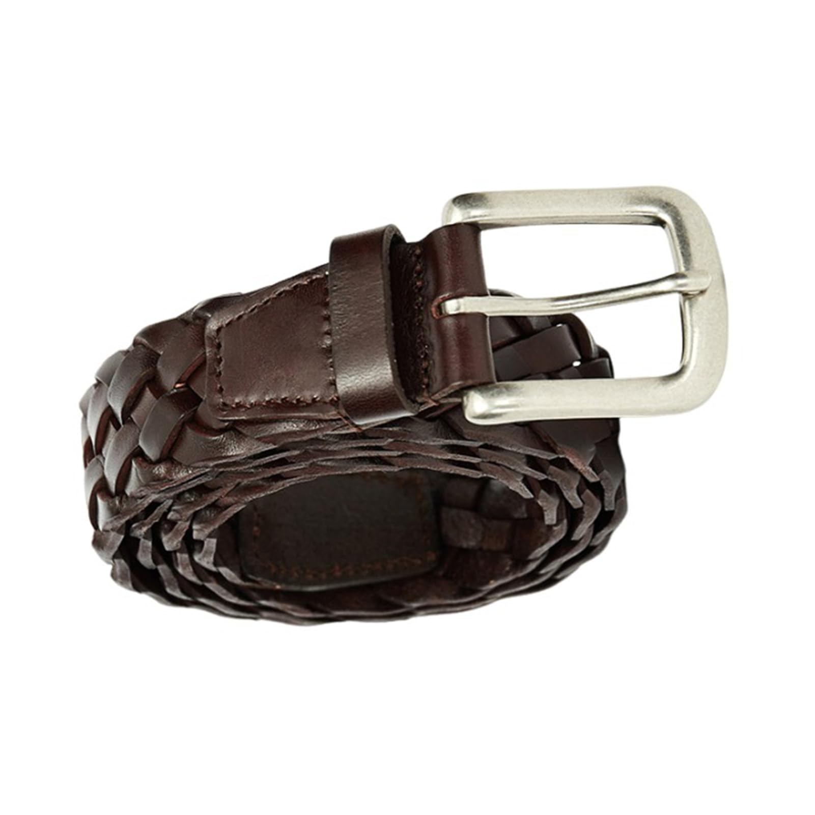 Genérico Mujer Cinturón Trenzado 3,5cm De Ancho Cinturones De Piel De Vacuno Hebilla De Aleación para Pantalones Vaqueros Y Vestidos(110cm/43, Brown)