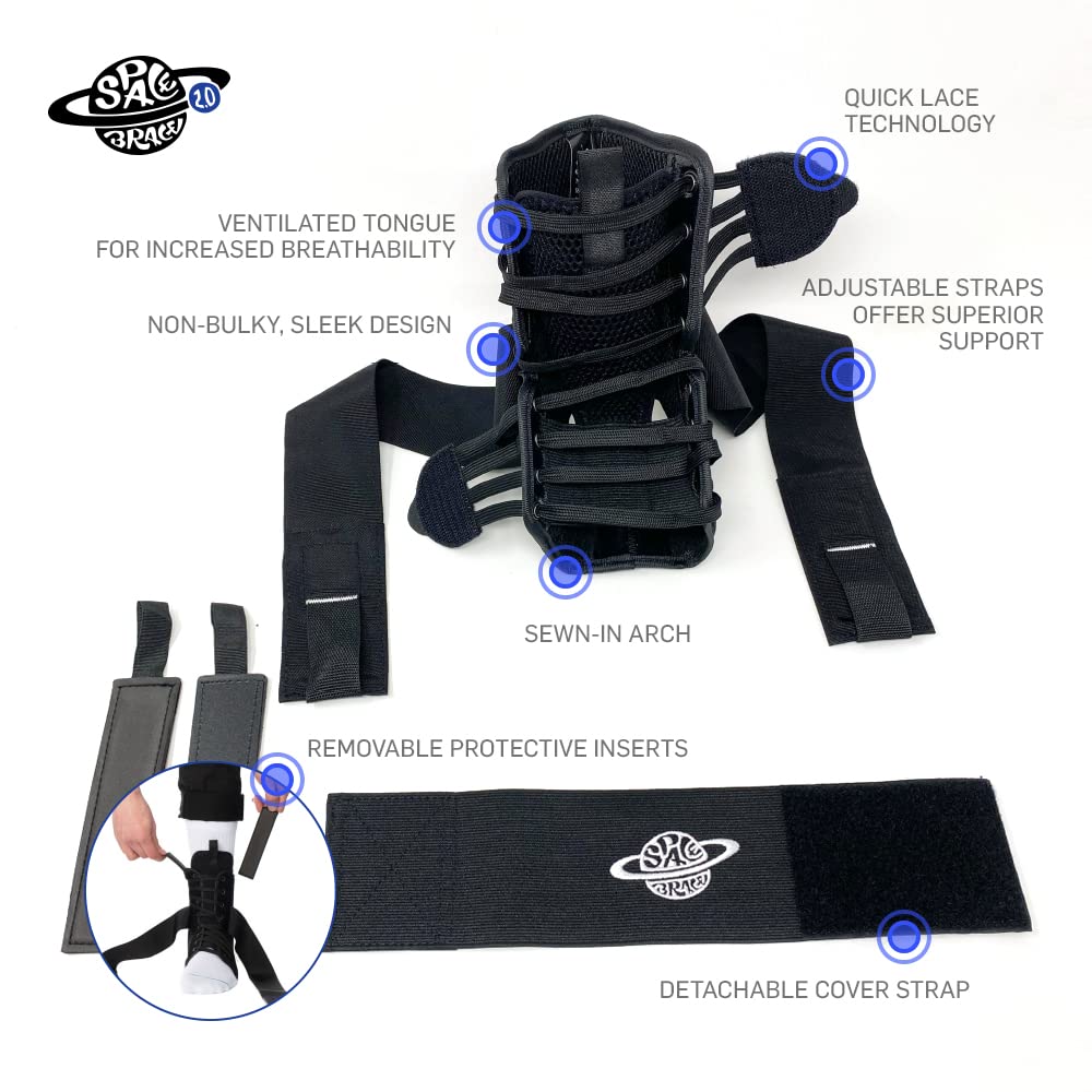 Space Brace 2.0 - Tobillera con cordones rápidos - Par | Para baloncesto, BMX, MTB, correr y patinar. Tobillera para hombres, mujeres y niños | Hecho para deportes | Grande