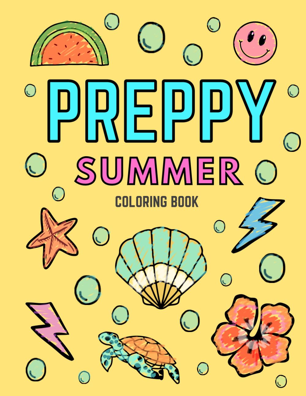 Coconut Girl Aesthetic: Preppy Coloring Book For Teens - Simple Coloring Book - Summer Stuff For Teen Girls