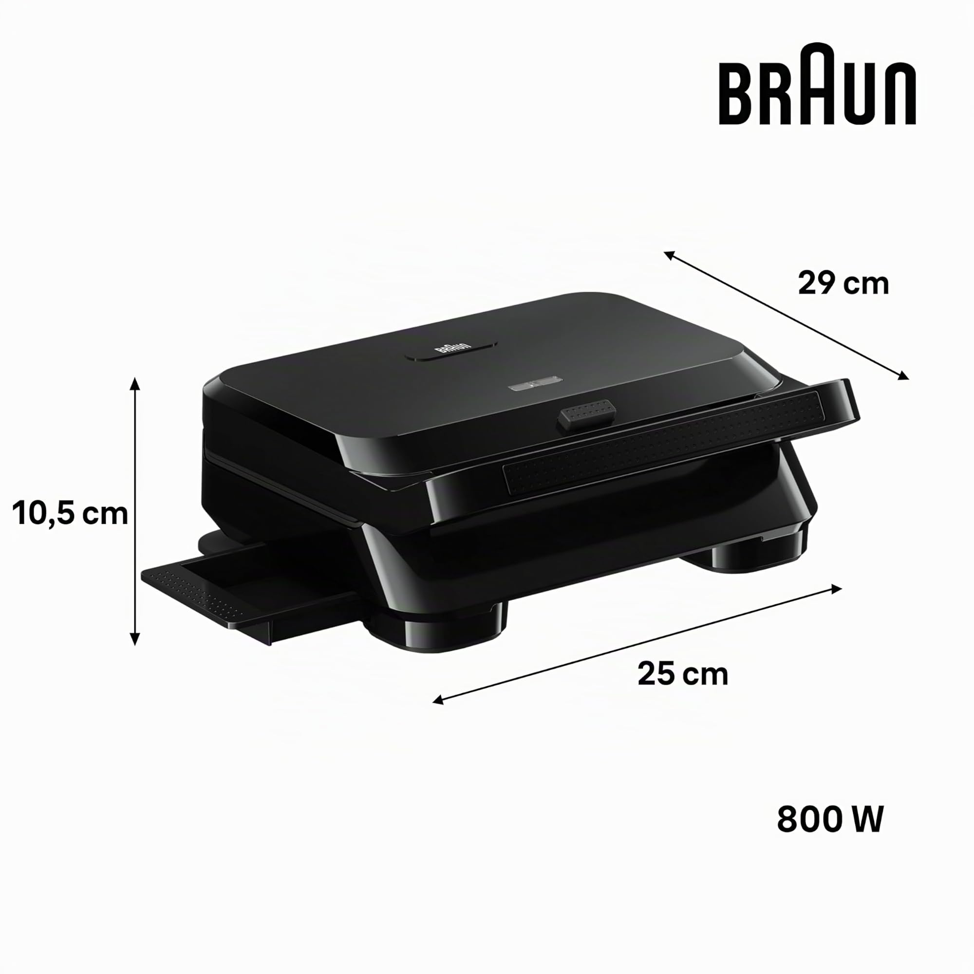 Braun SnackMaker 5 SM5000, Sandwichera con Placas de Sándwich Removibles, de Aluminio Fundido, Placas Lavables en Lavavajillas, 800W, Negro