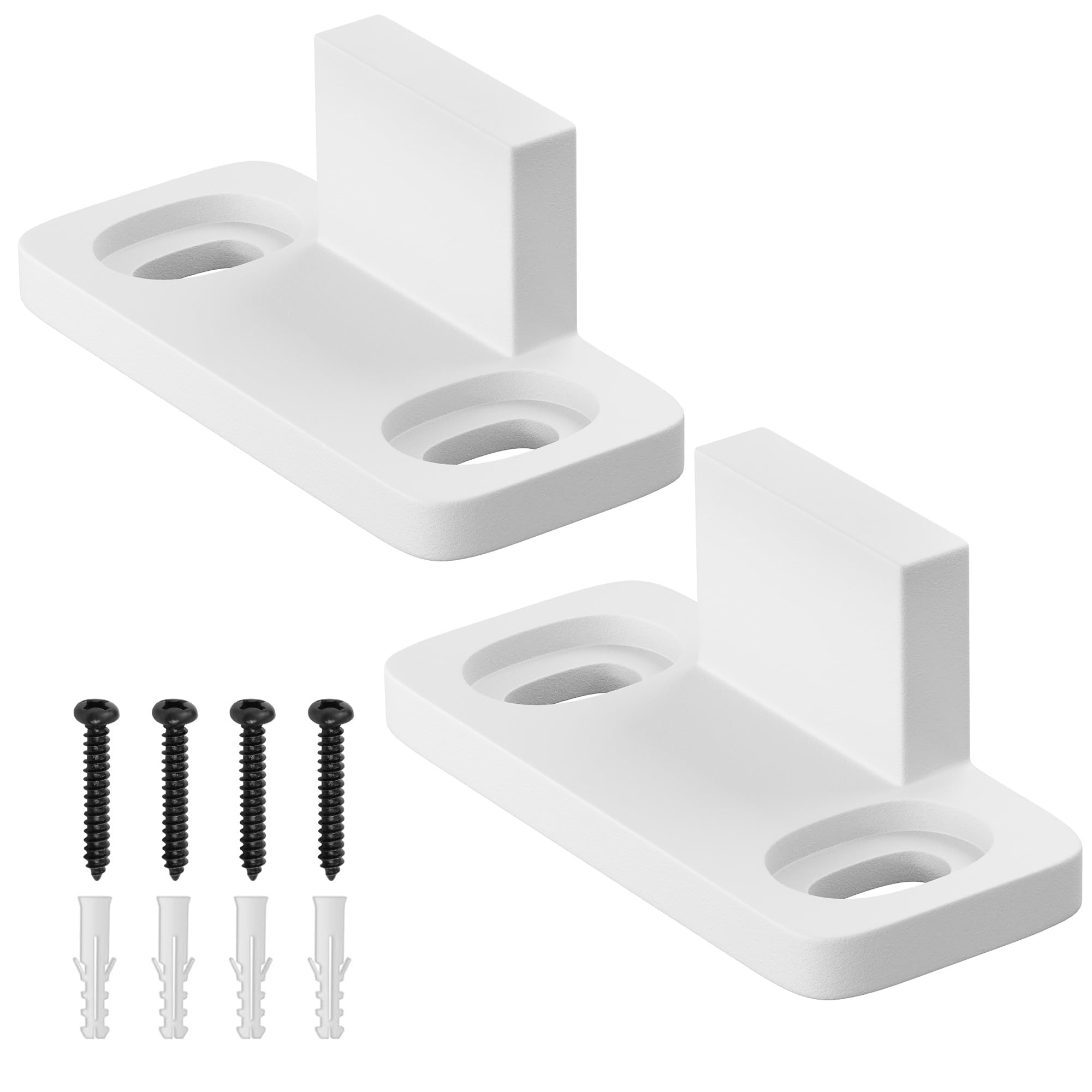 SMARTSTANDARD Universal Sliding Barn Door Floor Guide Floor Mount Fit for Bypass/Closet/Pocket Doors C-Guide White 2Pack