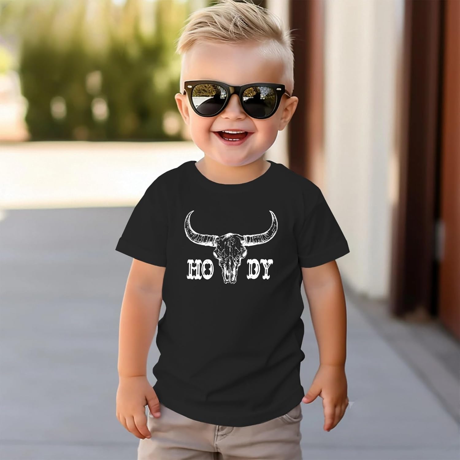 MODNTOGA Toddler Boy Rodeo Cow Skull Shirt Retro Howdy Graphic T-Shirt Western Cow Print Summer Tee Short Sleeve Cowboy Tops - Image 4