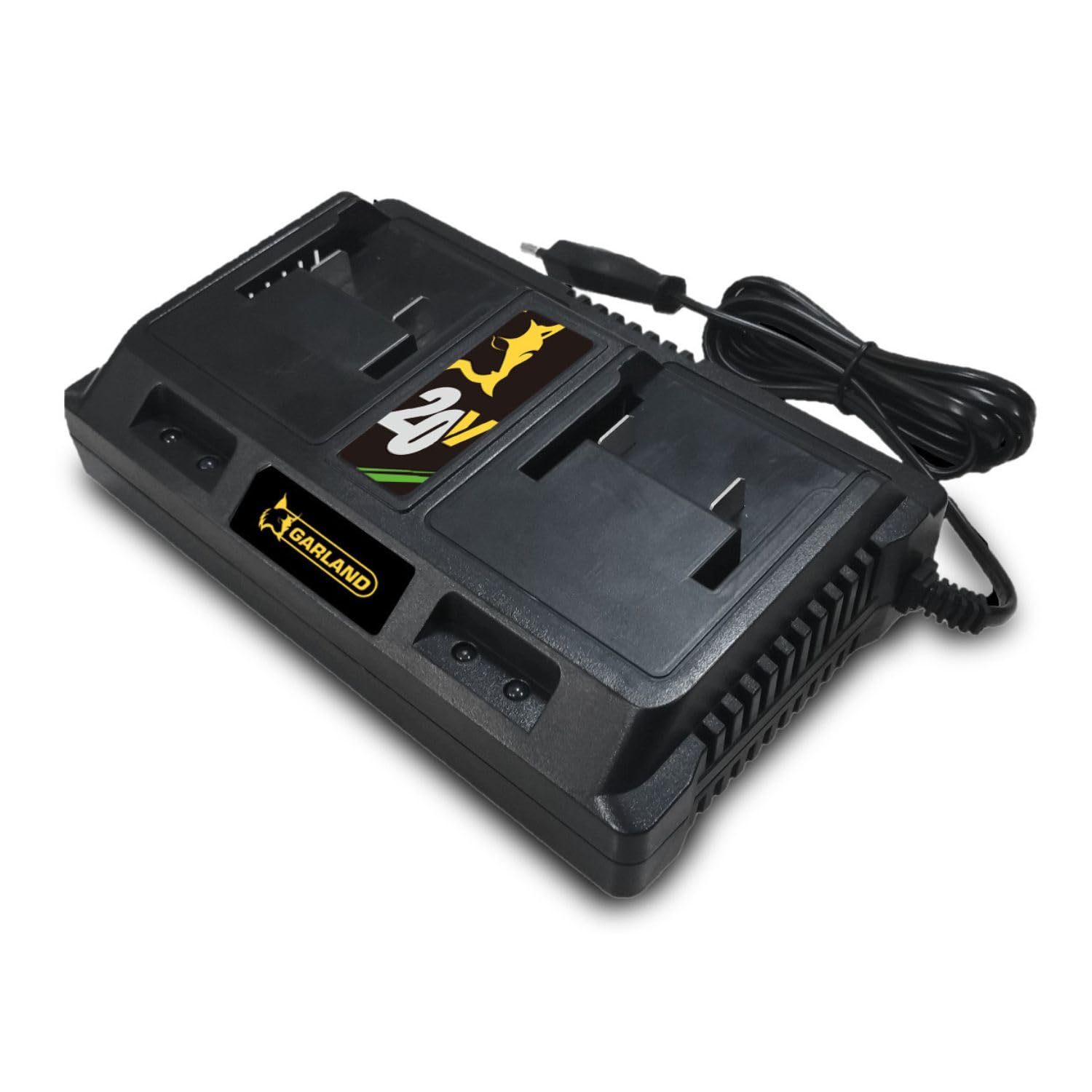 Garland 20V Cargador Doble Carga Rápida V23 - Cargador Doble Rápido - Carga 2Ah en 40-50 min - Entrada 230V - Consumo Máx 3A