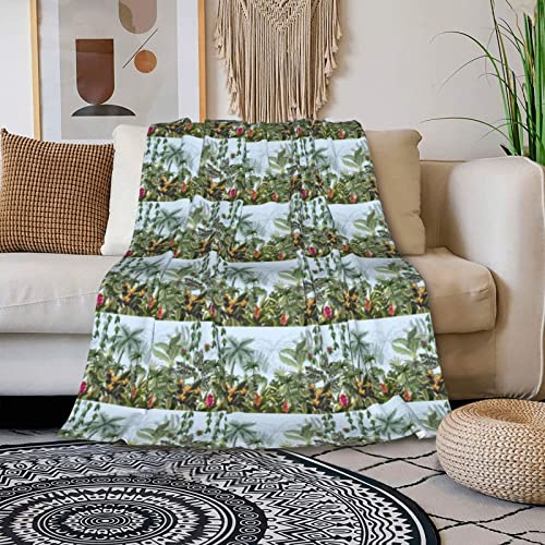 Radda Green Palm Leaves Double Layer Blanket,Sofa Throw Blanket,Fluffy Bed Blanketaiconditioningcover Blanket Double Layersoft Blanket #TOP1