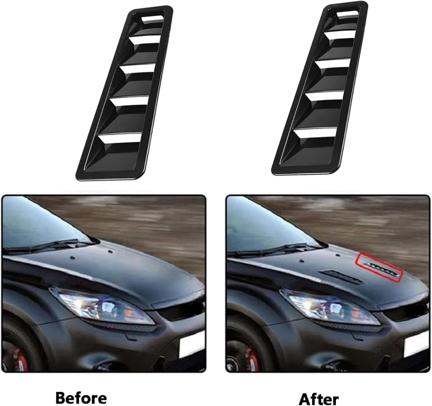 Hood Scoops Car Air Flow Intake Covers Side Scoop Hood Cover Exterior Styling Decorative Trim Panel Auto Modification 42.5x11.5CM