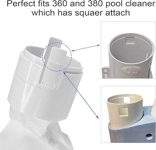 Miniatura 3 de 360 y 380 - Bolsas de repuesto para limpiador de piscinas Polaris Bolsa de filtro multiusos con cremallera, paquete de 2 unidades, color blanco