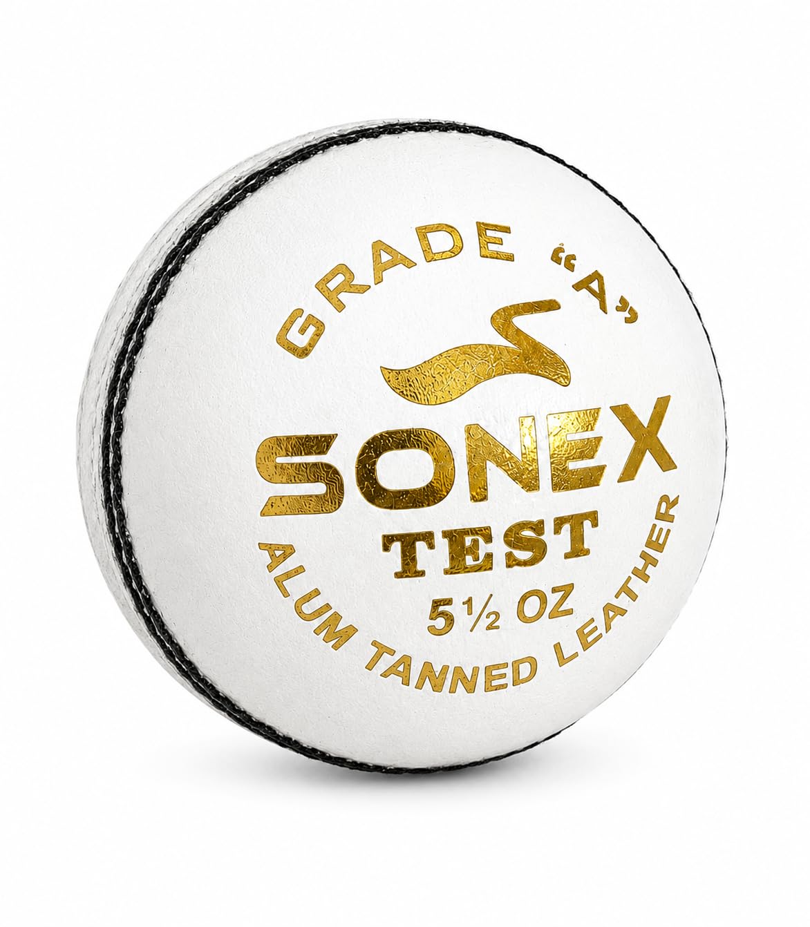 SONEX Test Grade A Cricket Ball | Alum Tanned Leather | 5½ oz | Premium Match Ball for ODI & T20 Format | Hand Stitched Seam | Professional Tournament Quality (White, 2, Count, 2, White Test)-image-3