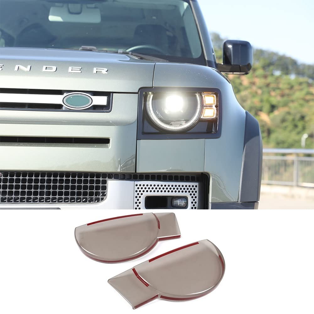 ABS Car Front Lamp Smoked Tinted headlights Cover Compatible with 2020 2021 2022 Land Rover Defender Accessories, Amber Front Lamp Cover Protect for LR Defender 110 Accessories (Headlights Cover-ABS)