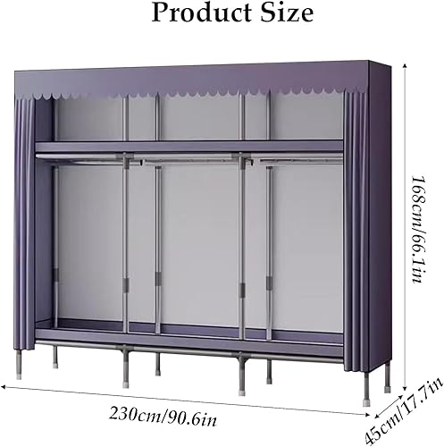 Miniatura 3 de Armarios grandes Armario grande con marco de aleación de hierro para dormitorio, armario portátil, ahorra espacio, fácil de montar, ropa, armario,