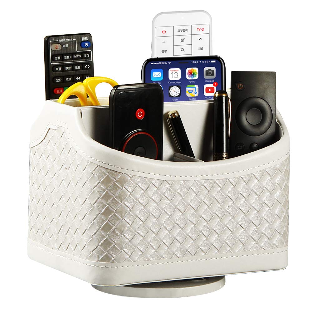 Buy Leather Remote Control Holder, 360 Degree Spinning Desk TV Remote