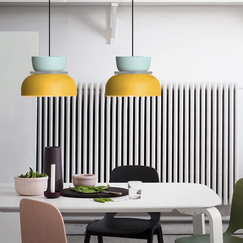 Luce Industriale Moderna Macaron Lampada A Sospensione Colorata metà del Secolo per Illuminazione A Soffitto Piccolo Lampadario in Alluminio per Camera da Letto Cucina (C)