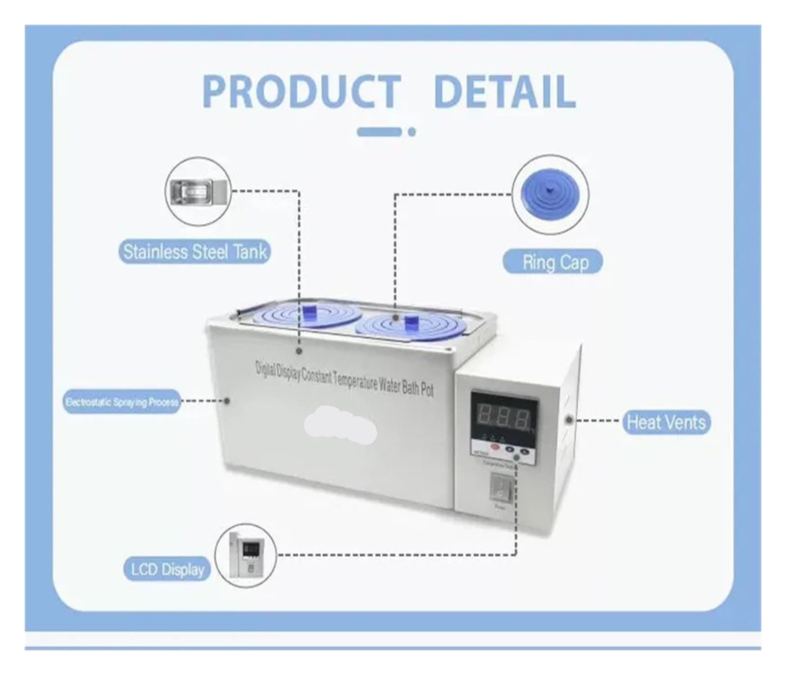 Baño María de laboratorio, Calentador de baño de agua de laboratorio con termostato de acero inoxidable y orificio de 1/4 HH-4(HH-4)