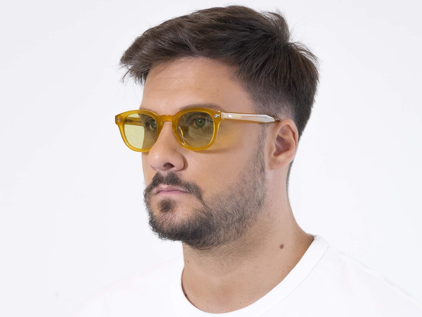 X-LAB 8004 Occhiali da sole stile moscot, 48mm, Giallo/Verde, Unisex