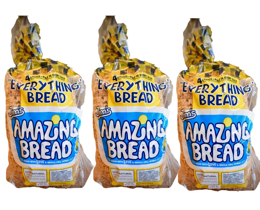 Jim's Amazing Everything Bread - All the spices of an everythingMade with Whole Cell Wheat / All Natural / 2lb Loaf - 3 Loaves Introducing Jim's Amazing Everything Bread, a delightful creation that's both wholesome and flavorful. Crafted with the finest Whole Cell wheat, this bread is designed to elevate your bread experience because it is made with whole cell wheat.