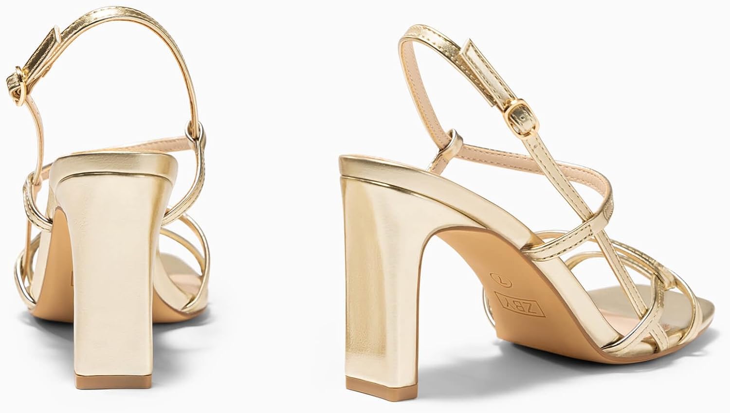 Coutgo Womens Chunky High Heels Strappy Sandals Square Open Toe Ankle Strap Wedding Party Dress Shoes - Image 6